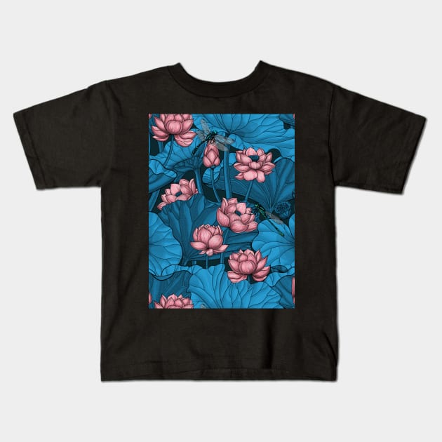 Night lotus garden Kids T-Shirt by katerinamk